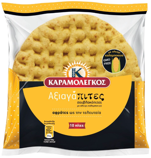 ΚΑΡΑΜΟΛΕΓΚΟΣ αξιαγάπιτες πίτες καλαμποκιού 10τεμ 820gr