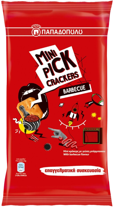 ΠΑΠΑΔΟΠΟΥΛΟΥ κράκερ mini pick crackers με μπάρμπεκιου 600gr