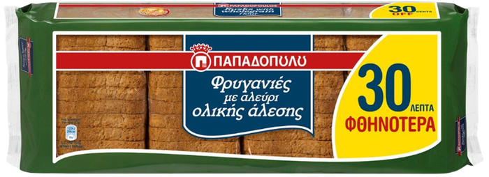ΠΑΠΑΔΟΠΟΥΛΟΥ φρυγανιές ολικής αλέσεως 320gr