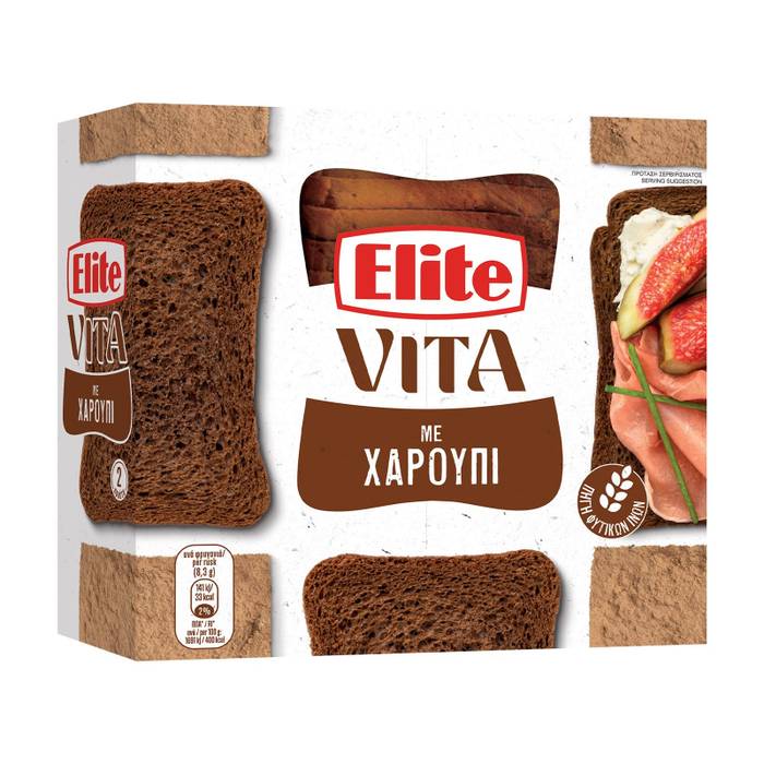 ELITE φρυγανιές με χαρούπι 2x125gr
