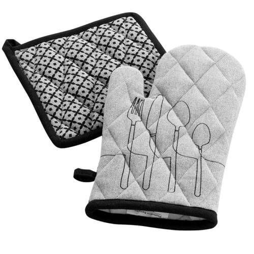 FLAMINGO Cuisiline σετ γάντι και πιάστρα ανοιχτό γκρι