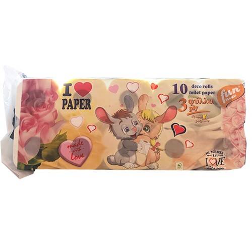 I LOVE PAPER χαρτί υγείας 3φυλλο 10x90gr