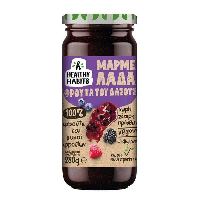 HEALTHY HABITS μαρμελάδα φρούτα του δάσους 100% φρούτο 280gr