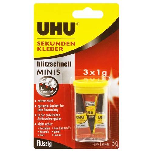 UHU κόλλα super glue minis blister 4x1gr