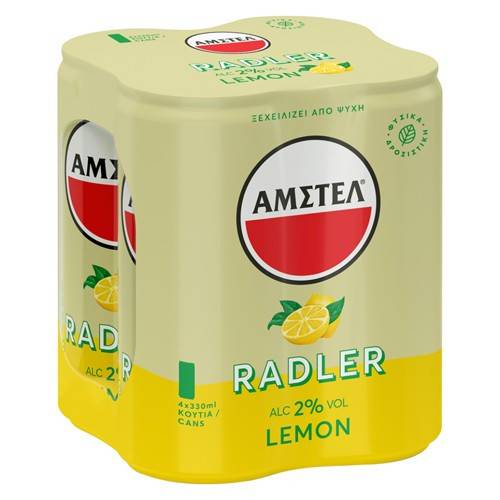 AMSTEL Radler μπύρα με λεμόνι κουτί 4x330ml