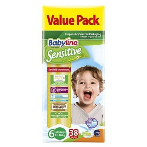 BABYLINO πάνες Sensitive extra large No6 13-18kg 38τεμ