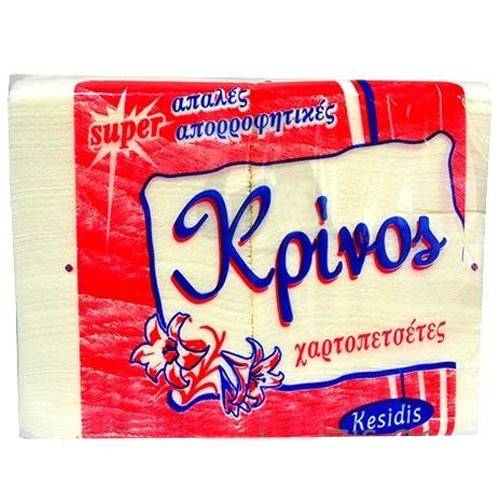 KRINOS χαρτοπετσέτες εστιατορίου μακρόστενες λευκές 24x28cm 560τεμ