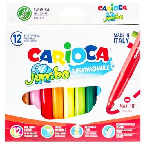 CARIOCA jumbo μαρκαδόροι πλενόμενοι ζωγραφικής χονδροί 12τεμ