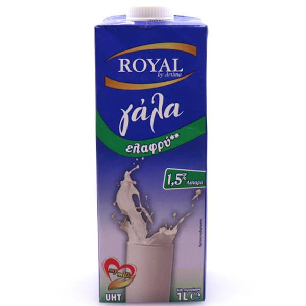 ROYAL γάλα ελαφρύ 1,5% μακράς διαρκείας 1lt
