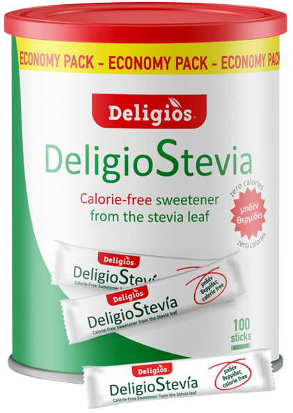 DELIGIOS γλυκαντικό με στέβια σε sticks 100τεμ