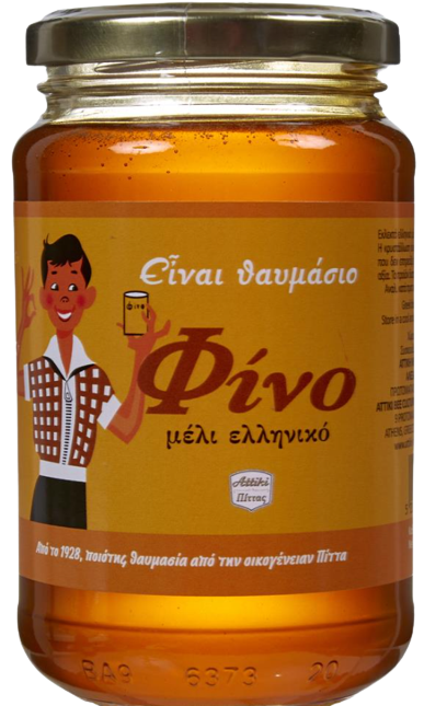 ΦΙΝΟ μέλι ελληνικό σε γυάλινο βάζο 450gr
