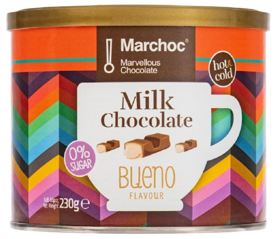 MARCHOC ρόφημα σοκολάτας γάλακτος bueno χωρίς ζάχαρη 230gr