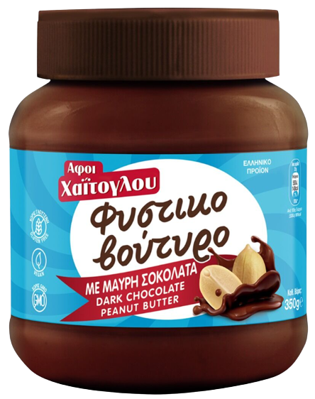 ΑΦΟΙ ΧΑΙΤΟΓΛΟΥ φυστικοβούτυρο με μαύρη σοκολάτα 350gr
