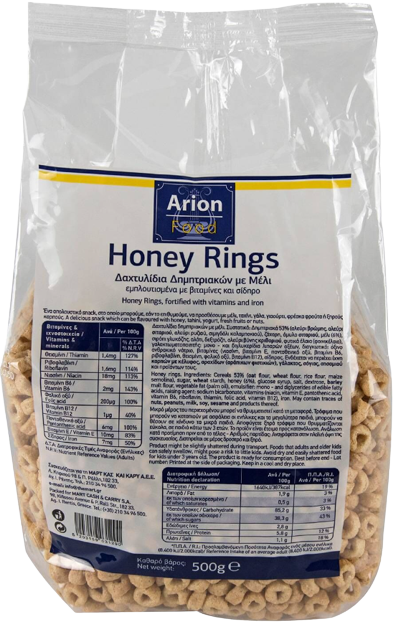 ARION Food δημητριακά δαχτυλίδια με μέλι 500gr