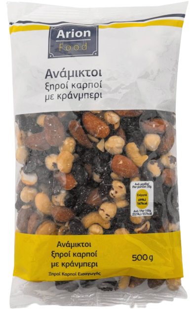 ARION Food ξηροί καρποί ανάμεικτοι με κράνμπερι 500gr