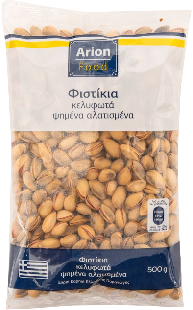 ARION Food φυστίκια κελυφωτά ψημένα αλατισμένα 500gr