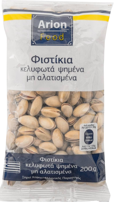 ARION Food φυστίκια κελυφωτά ψημένα ανάλατα 200gr