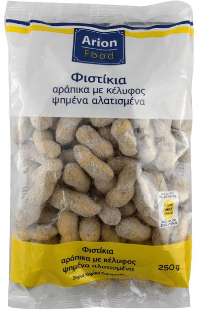 ARION Food φυστίκια αράπικα με κέλυφος ψημένα αλατισμένα 250gr