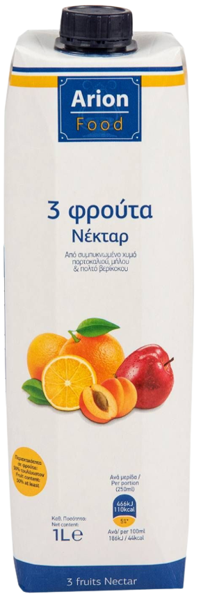 ARION Food χυμός νέκταρ με 3 φρούτα 1lt