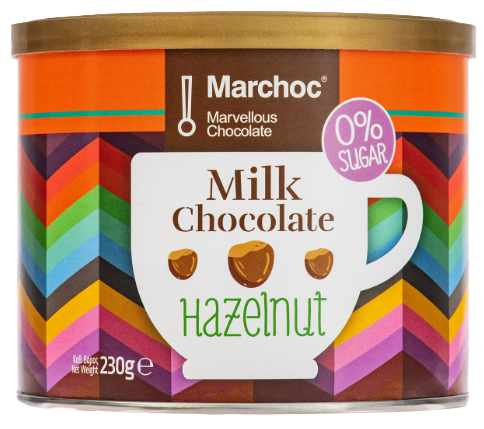 MARCHOC ρόφημα σοκολάτας γάλακτος hazelnut χωρίς ζάχαρη 230gr
