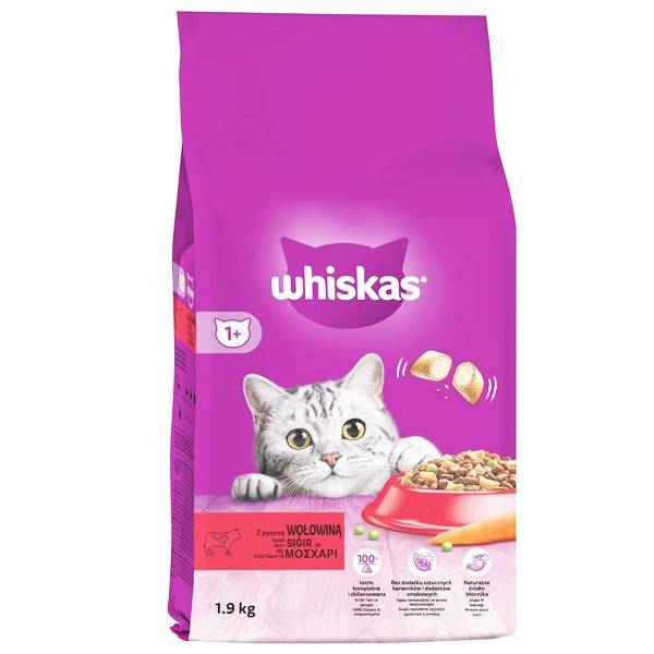 WHISKAS γατοτροφή κροκέτα adult με μοσχάρι 1,9kg