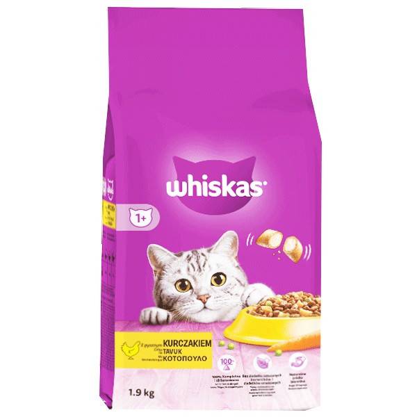 WHISKAS γατοτροφή κροκέτα adult με κοτόπουλο 1,9kg