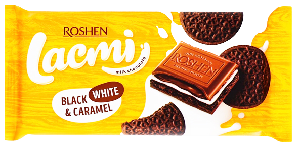 ROSHEN σοκολάτα lacmi black white και caramel 100gr
