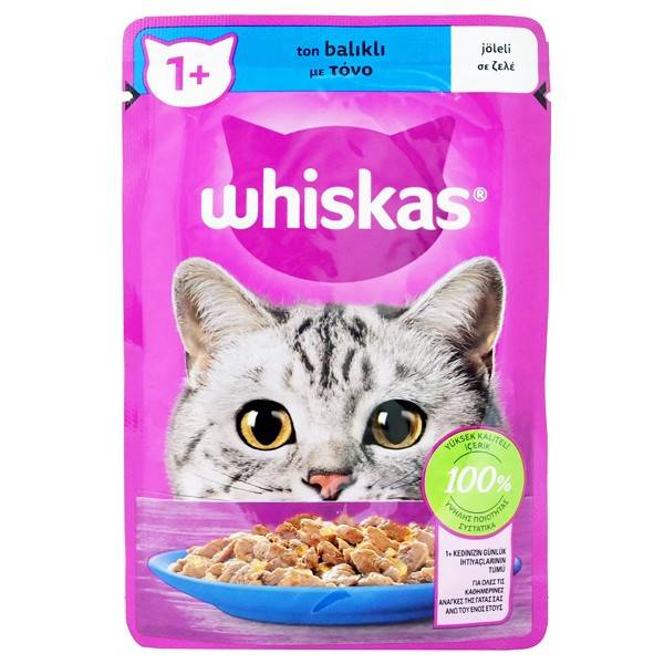 WHISKAS γατοτροφή υγρή pure delight τόνος 85gr
