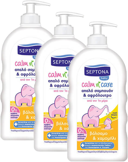 SEPTONA baby σαμπουάν και αφρόλουτρο με βάλσαμο και χαμομήλι 3x500ml
