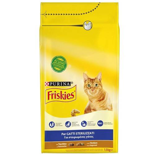 FRISKIES γατοτροφή με γαλοπούλα και λαχανικά για στειρωμένες γάτες 1,5kg