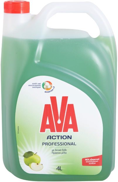 AVA Action υγρό πιάτων με Λευκό ξύδι και Πράσινο μήλο 4lt