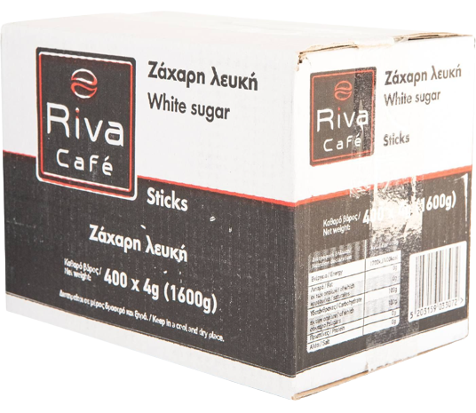 RIVA Cafe ζάχαρη λευκή σε sticks 400x4gr