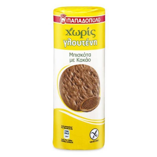 ΠΑΠΑΔΟΠΟΥΛΟΥ μπισκότα με κακάο χωρίς γλουτένη 200gr