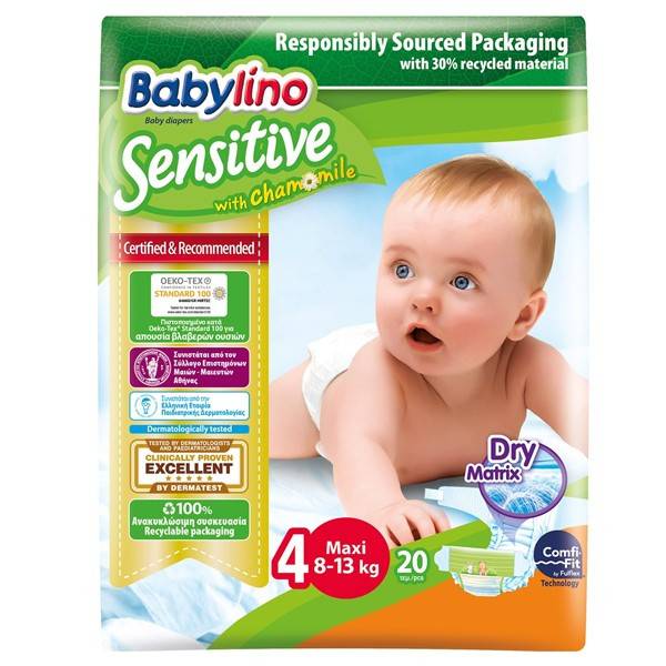 BABYLINO πάνες Sensitive No2 8-13kg 20τεμ