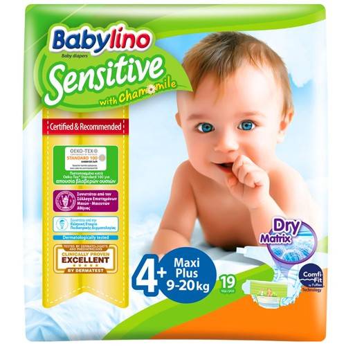 BABYLINO πάνες Sensitive No4+ 10-15kg 19τεμ