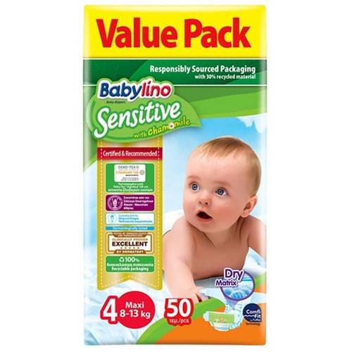 BABYLINO πάνες Sensitive maxi No4 8-13kg 50τεμ