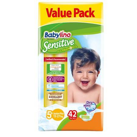 BABYLINO πάνες Sensitive junior plus No5+ 13-27kg 42τεμ