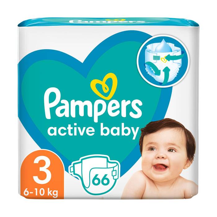 PAMPERS active baby βρεφικές πάνες No3 6-10kg 66τεμ