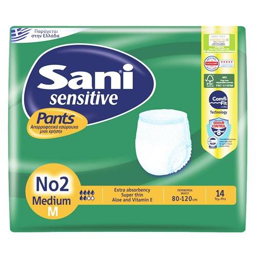 SANI sensitive pants βρακάκι ακράτειας No2 medium 14τεμ