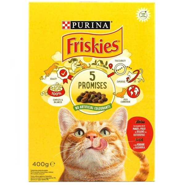 FRISKIES γατοτροφή κροκέτα με βοδινό, κοτόπουλο και λαχανικά 400gr