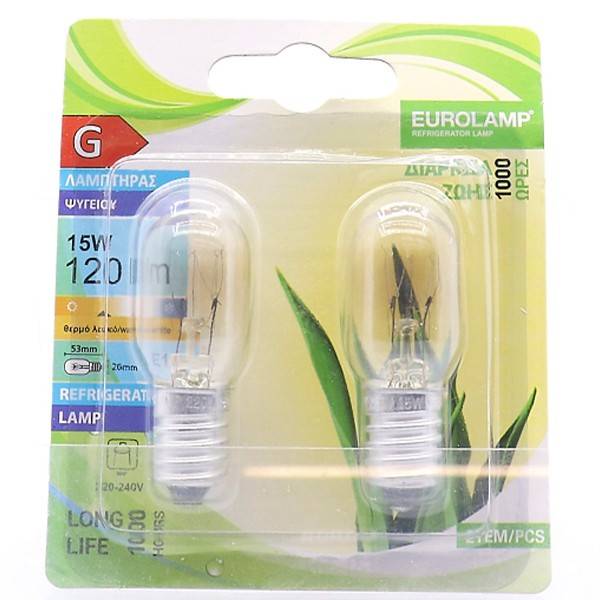 EUROLAMP λάμπα ψυγείου 15W E14 220-240V 2τεμ