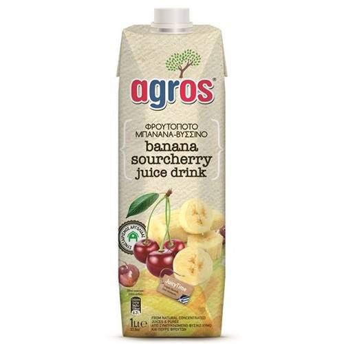 AGROS χυμός μπανάνα και βύσσινο 1lt