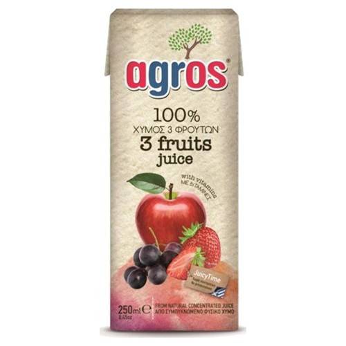 AGROS χυμός μήλο, σταφύλι και φράουλα 250ml