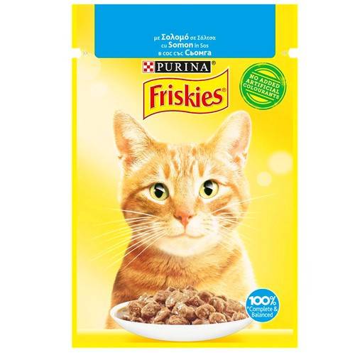 FRISKIES γατοτροφή φακελάκι σολωμός σε σάλτσα 85gr