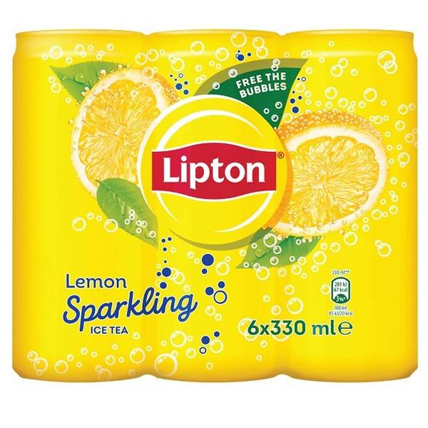 LIPTON κρύο τσάι μαύρο λεμόνι με ανθρακικό 6x330ml
