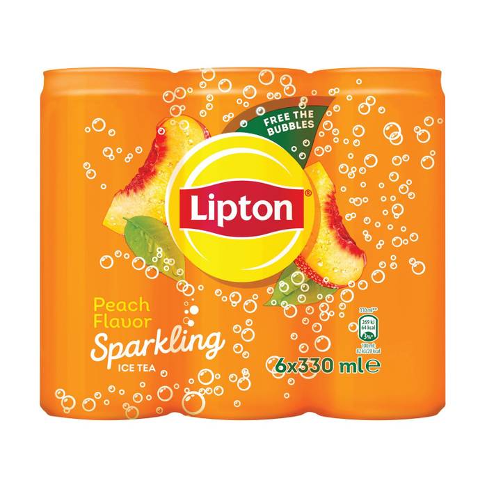 LIPTON κρύο τσάι μαύρο ροδάκινο με ανθρακικό 6x330ml