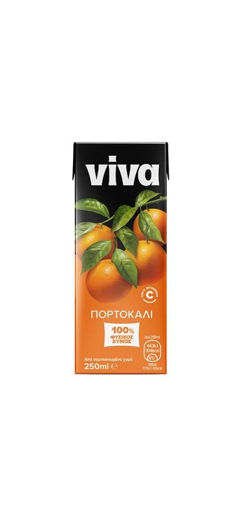 VIVA χυμός 100% φυσικός με πορτοκάλι 250ml