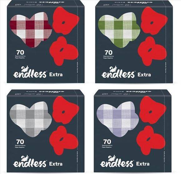 ENDLESS χαρτοπετσέτες extra καρώ 33x33cm 70 φύλλα