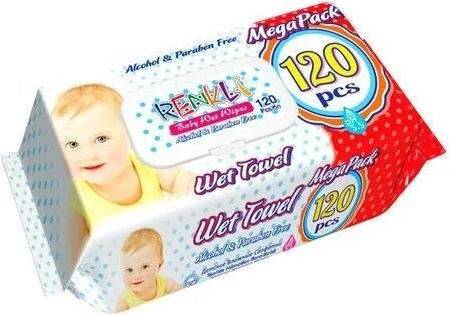 RENKLI μωρομάντηλα με καπάκι Premium Baby 120τεμ
