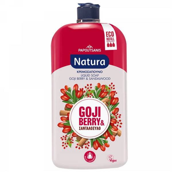 ΠΑΠΟΥΤΣΑΝΗΣ Natura κρεμοσάπουνο ανταλλακτικό gojiberry και σανδαλόξυλο 900ml